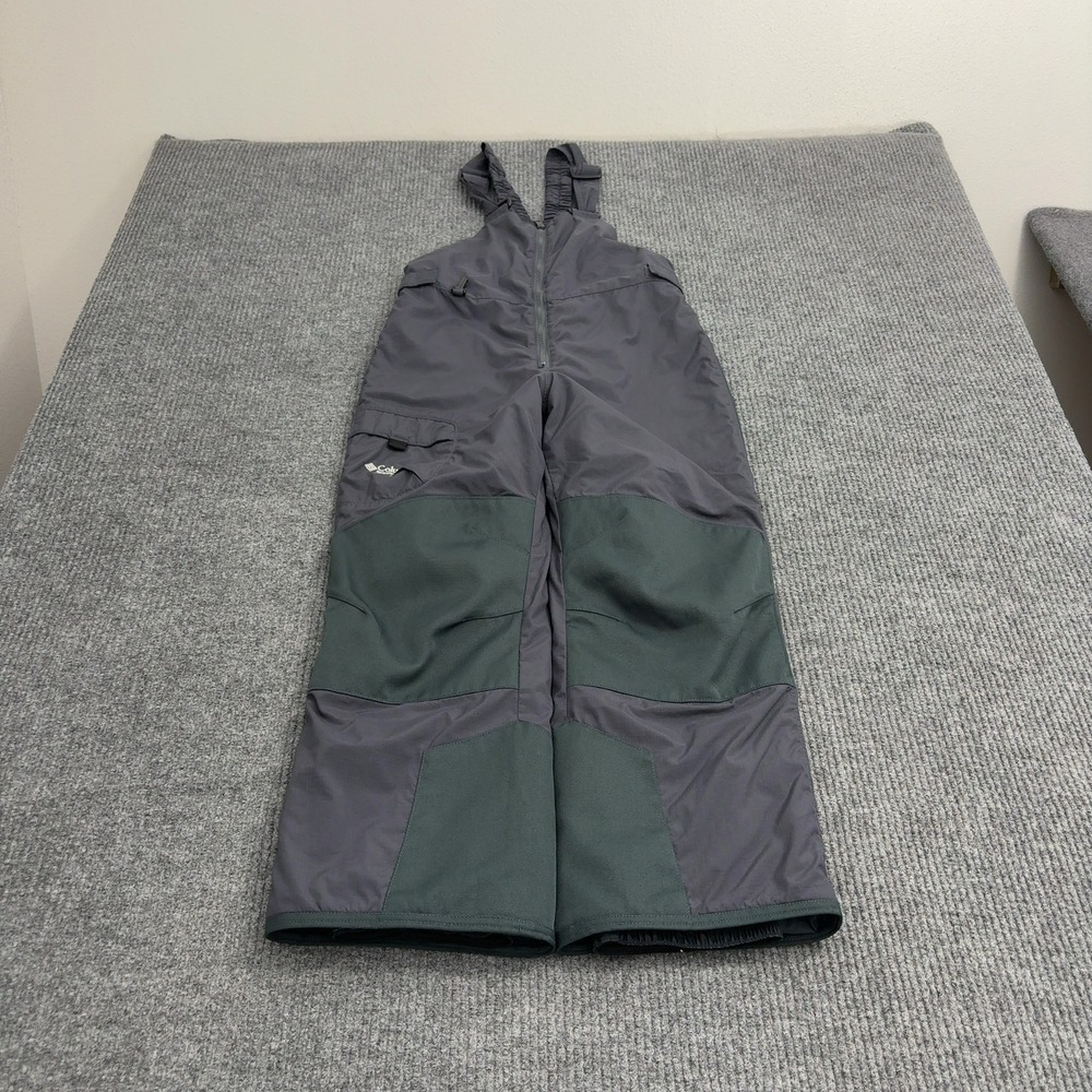 Columbia Snow Bibs Youth 10/12 Gray Nylon Insulated Cargo Winter Ski Pants